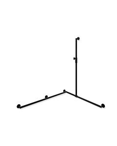 Hewi System 900 Duschhandlauf 900.35M30960CV 1250 x 965 x 1185 mm, Edelstahl pulverbeschichtet schwarz tiefmatt, links