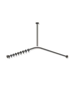 Hewi System 900 tringle à rideaux 900.34.10260SC 987 x 987 mm, 20 anneaux de rideau, acier inoxydable thermolaqué gris foncé, perle mica foncé mat