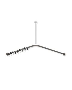 Hewi System 900 tringle à rideaux 900.34.10160SC 887 x 887 mm, 18 anneaux de rideau, acier inoxydable thermolaqué gris foncé, perle mica profond mat