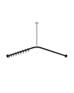 Hewi System 900 tringle à rideaux 900.34.10160DC 887 x 887 mm, 18 anneaux de rideau, acier inoxydable thermolaqué noir profond mat