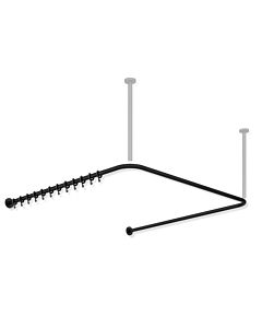 Hewi System 900 tringle à rideaux 900.34.30160DC 1187 x 1175 x 1187 mm, 34 anneaux de rideau, acier inoxydable thermolaqué noir profond mat