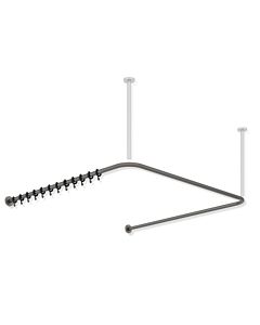 Hewi System 900 tringle à rideaux 900.34.30260SC 1487 x 1475 x 1487 mm, 46 anneaux de rideau, acier inoxydable thermolaqué gris foncé, perle mica profond mat