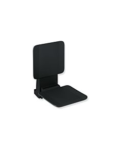 Hewi System 900 hanging seat 900.51.10060CV 350 x 533 x 526 mm, stainless steel powder-coated black matt, matt black plastic