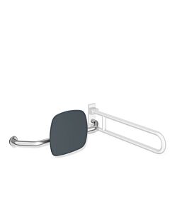 Hewi 805 backrest 805.51.927L92 stainless steel, handle on the left, rosette on the right, anthracite grey