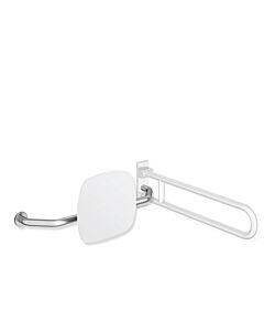 Hewi 805 backrest 805.51.927L98 stainless steel, handle on the left, rosette on the right, signal white