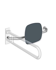 Hewi 805 backrest 805.51.927R92 stainless steel, handle on the right, rosette on the left, anthracite grey