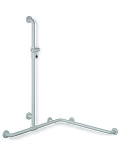 Hewi 801 main courante de douche 801.35.34697 2 x 762 x 1250 mm, gris clair, avec barre de support de douche, âme en aluminium