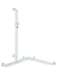 Hewi 801 main courante de douche 801.35D34098 2 x 762 x 1250 mm, blanc de sécurité, antimicrobien, avec barre de support de douche
