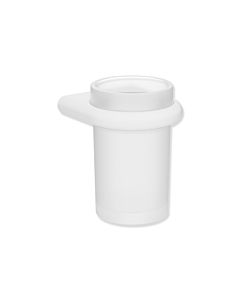 Hewi Serie 480 Glasbecher 480.04.00060DX mit Halter, pulverbeschichtet weiß tiefmatt