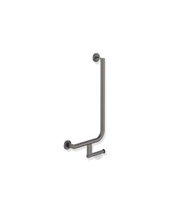 Hewi System 900 angled handle 900.22.11360SC 600 x 300 mm, powder-coated stainless steel, dark gray pearl mica deep matt, left