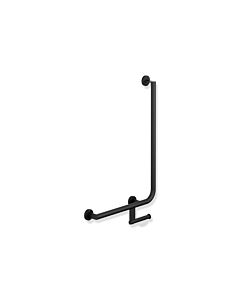 Hewi System 900 angled handle 900.22.11460DC 750 x 500 mm, stainless steel powder-coated black deep matt, left