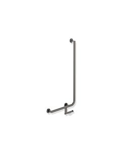 Hewi System 900 angled handle 900.22.11660SC 1000 x 500 mm, stainless steel powder-coated, dark gray pearl mica deep matt, left