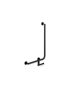Hewi System 900 angled handle 900.22.14460DC stainless steel powder-coated black deep matt, 750 x 500 mm, left version