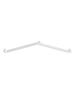 Hewi main courante de douche système 900 900.35.13560DX acier inoxydable peint par poudrage blanc matt, 965 x 965 mm, version gauche