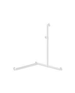 main courante de douche en acier inoxydable système 900 Hewi 900.35.30460AS 1250 x 965 x 965 mm, revêtement par poudre blanc deep matt, Halter polyamide blanc matt, gauche