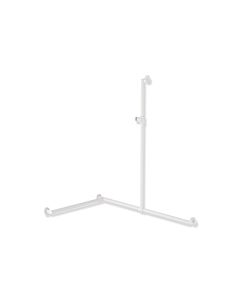 Hewi System 900 stainless steel shower handrail 900.35.30560AS 1250 x 1185 x 765 mm, powder-coated white deep matt, Halter polyamide white matt, left