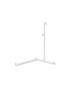 main courante de douche en acier inoxydable système 900 Hewi 900.35.30760AS 1250 x 765 x 965 mm, revêtement par poudre blanc deep matt, Halter polyamide blanc matt, gauche