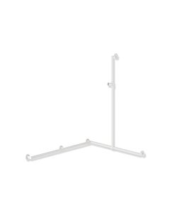 main courante de douche en acier inoxydable système 900 Hewi 900.35.30960AS 1250 x 965 x 1185 mm, revêtement par poudre blanc deep matt, Halter polyamide blanc matt, gauche