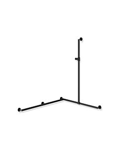 Hewi System 900 Edelstahl-Duschhandlauf 900.35.30960CV 1250 x 965 x 1185 mm, pulverbeschichtet schwarz tiefmatt, Halter Polyamid schwarz matt, links