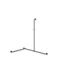 Hewi System 900 shower handrail 900.35.33560DD 1250 x 1185 x 765 mm, powder-coated dark gray deep matt / chrome, left version