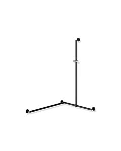 Hewi System 900 shower handrail 900.35.33760JK 1250 x 765 x 965 mm, powder-coated black deep matt / chrome, left version