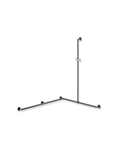 Hewi System 900 Duschhandlauf 900.35.33960DD 1250 x 965 x 1185 mm, pulverbeschichtet dunkelgrau tiefmatt/chrom, Ausführung links