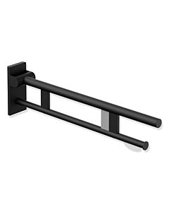 Hewi System 900 Mobiler Stützklappgriff 900.50.41560DC Ausladung 750 mm, Edelstahl pulverbeschichtet schwarz tiefmatt, rechts