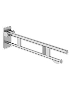 Hewi System 900 hinged support rail 900.50.115XA projection 750 mm, satin stainless steel, right, WC paper holder / radio flush trigger