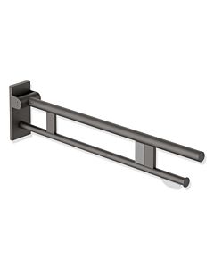 Hewi System 900 Stützklappgriff 900.50.11660SC Ausladung 850 mm, Edelstahl pulverbeschichtet dunkelgrau perlglimmer tiefmatt, rechts, WC-Papierhalter/Funk-Spülauslösung