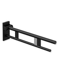 Hewi System 900 Stützklappgriff 900.50.12260DC Ausladung 700 mm, Edelstahl pulverbeschichtet schwarz tiefmatt, rechts, Funk-Spülauslösung