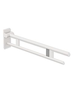 Hewi System 900 Stützklappgriff 900.50.12460DX Ausladung 850 mm, Edelstahl pulverbeschichtet weiß tiefmatt, rechts, Funk-Spülauslösung