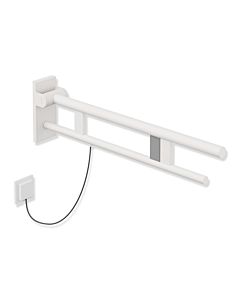 Hewi Bras de support système 900 900.50.14760DX saillie 750 mm, acier inoxydable thermolaqué blanc deep matt, droite, version E-flush