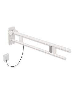 Hewi System 900 Stützklappgriff 900.50.14960DX Ausladung 900 mm, Edelstahl pulverbeschichtet weiß tiefmatt, rechts, E-Spülausführung