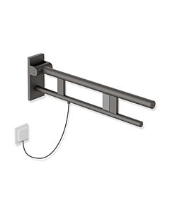 Hewi System 900 hinged support rail 900.50.15460SC projection 700 mm, powder-coated stainless steel, dark gray pearl mica deep matt, right