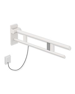 Hewi System 900 hinged support rail 900.50.15560DX projection 750 mm, stainless steel powder-coated white deep matt, right
