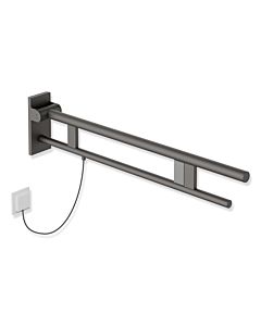 Hewi System 900 hinged support rail 900.50.15760SC projection 900 mm, powder-coated stainless steel, dark gray pearl mica deep matt, right