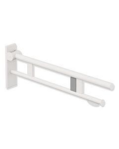 Hewi System 900 Stützklappgriff 900.50.17260DX Ausladung 750 mm, Edelstahl pulverbeschichtet weiß tiefmatt, rechts, WC-Papierhalter/Funk-Spülauslösung