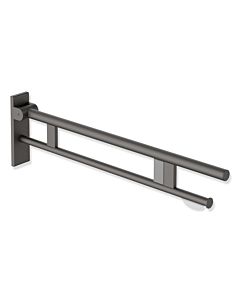 Hewi System 900 hinged support rail 900.50.17460SC projection 900 mm, powder-coated stainless steel, dark gray pearl mica deep matt, right, WC paper holder / radio flush trigger