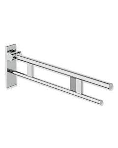 Hewi System 900 hinged support rail 900.50.18040 projection 750 mm, chrome-plated stainless steel, right, radio flush actuation