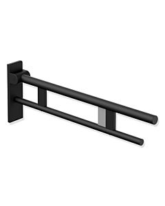 Hewi System 900 Stützklappgriff 900.50.18060DC Ausladung 750 mm, Edelstahl pulverbeschichtet schwarz tiefmatt, rechts, Funk-Spülauslösung