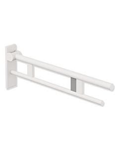 Hewi System 900 Stützklappgriff 900.50.18060DX Ausladung 750 mm, Edelstahl pulverbeschichtet weiß tiefmatt, rechts, Funk-Spülauslösung