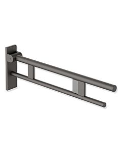 Hewi System 900 hinged support rail 900.50.18060SC projection 750 mm, powder-coated stainless steel, dark gray pearl mica deep matt, right, radio flush actuation
