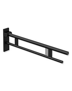 Hewi System 900 Stützklappgriff 900.50.18160DC Ausladung 850 mm, Edelstahl pulverbeschichtet schwarz tiefmatt, rechts, Funk-Spülauslösung