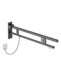 Hewi System 900 hinged support rail 900.50.19060SC projection 900 mm, powder-coated stainless steel, dark gray pearl mica deep matt, right