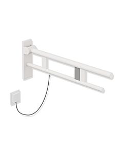 Hewi Bras de support système 900 900.50.20360DX saillie 700 mm, acier inoxydable blanc deep matt, droite, déverrouillage e-flush