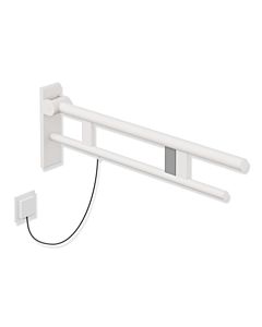 Hewi System 900 hinged support rail 900.50.20460DX projection 750 mm, stainless steel powder-coated white deep matt, right, electric flush release