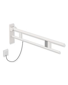 Hewi Bras de support système 900 900.50.20560DX saillie 850 mm, acier inoxydable blanc deep matt, droite, déverrouillage e-flush