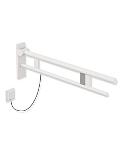 Hewi System 900 hinged support rail 900.50.21360DX projection 850 mm, stainless steel powder-coated white deep matt, right
