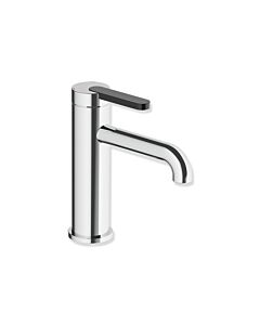 Hewi AQ477 single-lever basin mixer tap AQ1.12M1134090, 130 mm projection, without waste fitting, colored handle, chrome / deep black