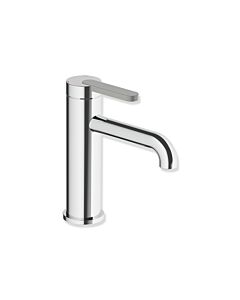 Hewi AQ477 single-lever basin mixer tap AQ1.12M1134095, 130 mm projection, without waste fitting, colored handle, chrome / rock grey